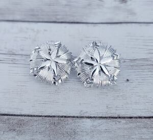 Vintage Clip On Earrings Silver Tone Starfish Like Design Stamped STAR
